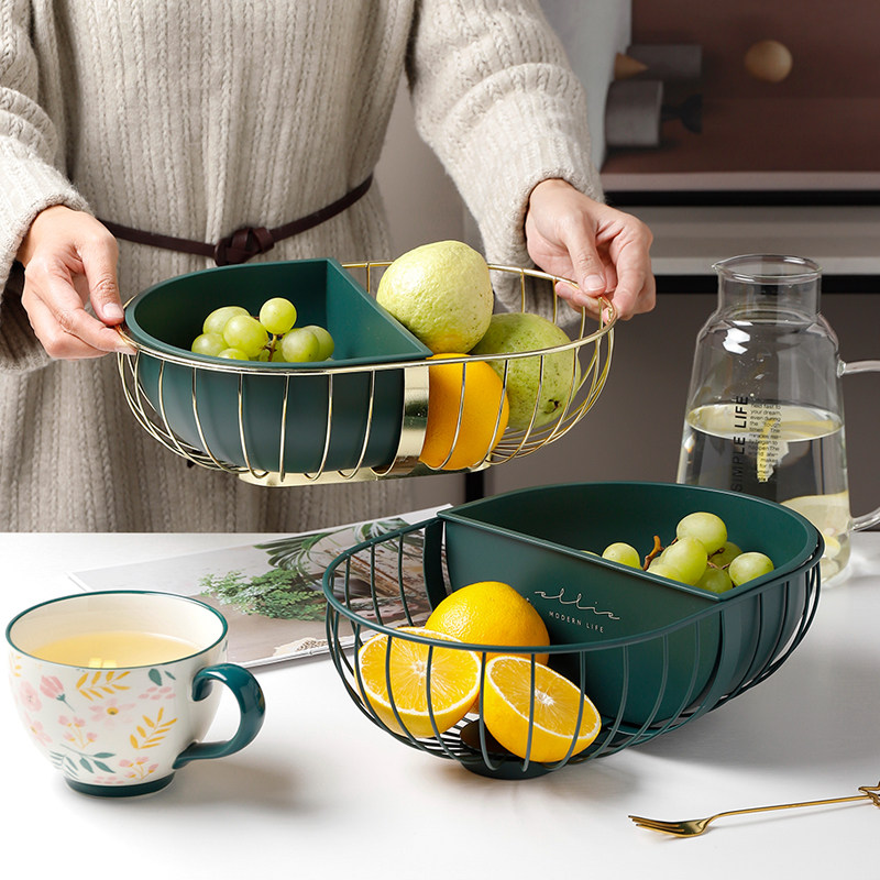 Bear Valley Group Home Iron Art Water Fruit Basket Nordic Net Red Fruit Pan Separating Leachate Living Room Modern Snack Containing Basket-Taobao
