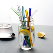 Xionggu group High temperature resistant transparent glass straw Juice cup Milk tea drink Color cold drink Thick tube Mixing rod Elbow