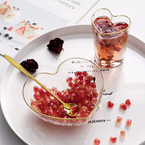 Kumagu group Creative love gold rim glass bowl heart Cup dessert bowl fruit vegetable salad bowl Net red breakfast bowl