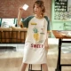 Nam cực phong cách Hàn Quốc quần áo ngủ nữ mùa hè cotton ngắn tay bộ đồ ngủ mùa hè mỏng phần mùa xuân, mùa thu và mùa đông hoạt hình dễ thương dịch vụ tại nhà - Đêm đầm