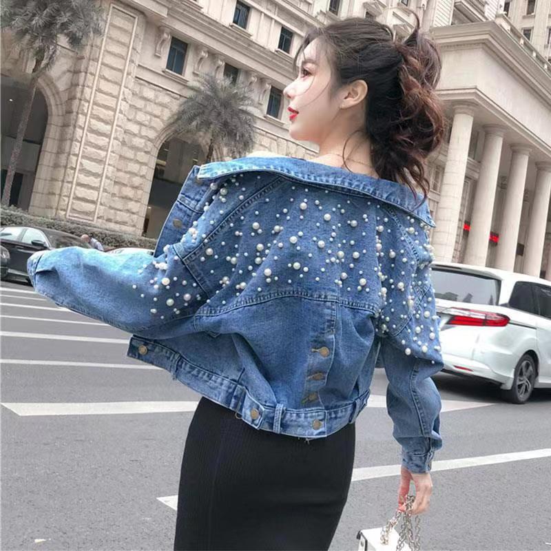 Short Denim Jacket for Women, Spring and Autumn 2026 New Style, Plus Size, Korean Version, Heavy Beading, Back Slit Denim Shirt Jacket Short Denim Jacket for Women, Spring and Autumn 2026 New Style, Plus Size, Korean Version, Heavy Beading, Back Slit Denim Shirt Jacket