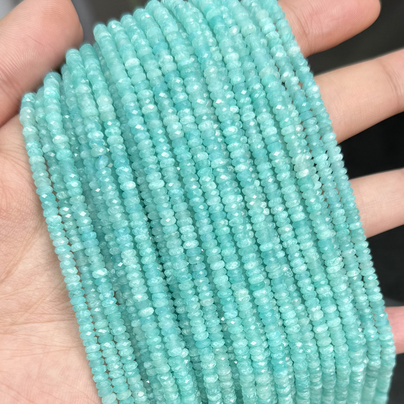 Natural Amazonite Faceted Abacus Cut 2*4mm Loose Beads Spacer Beads Necklace DIY Semi-Finished Product