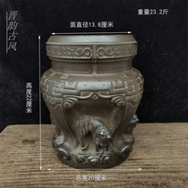 Natural bluestone hand-carved four-beast embroidered pier chess calligraphy and painting good luck and peace in all seasons stone drum practical collection