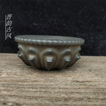 Natural bluestone hand-carved bowl-shaped stone drum pot with baby base folk custom nostalgic elegant tea house practical collection