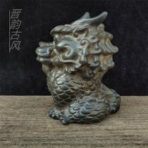 Natural raw stone carved Kirin ornaments paperweights tea pets handcrafted home accessories retro nostalgic and practical collections