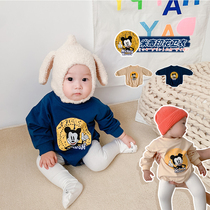 Luca mom thumb Mickey long-sleeved sweater Mens and womens casual tops for infants and young children 3-18 months autumn new products