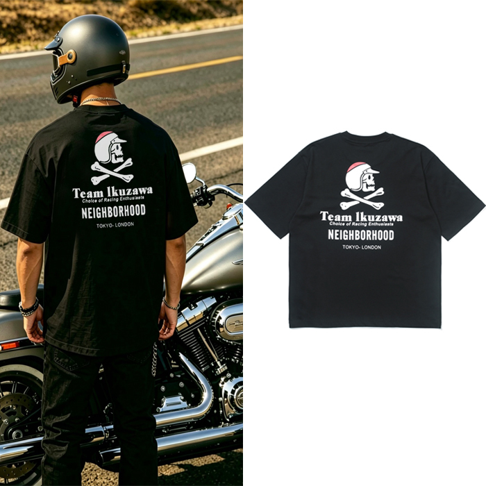 Nbhd Japanese Style Spring and Summer Retro Biker Skull Letter Print Short-Sleeve Men's American Street Youth Pure Cotton T-Shirt Nbhd Japanese Style Spring and Summer Retro Biker Skull Letter Print Short-Sleeve Men's American Street Youth Pure Cotton T-Shirt