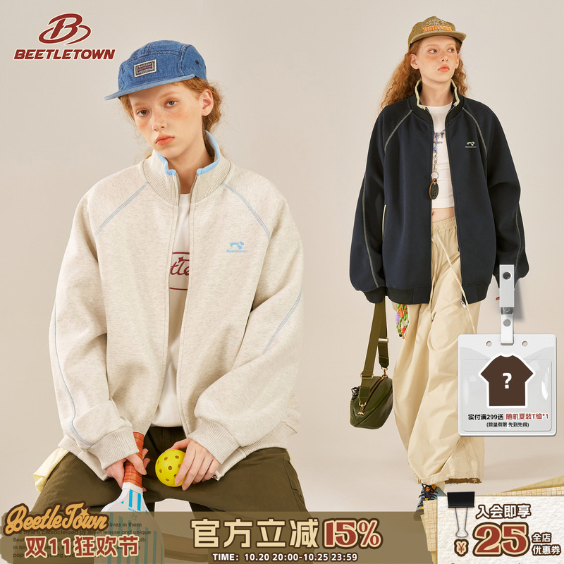 Beetle Town Hasselblad Line Jacket for Women, Autumn and Winter, Fleece-Lined, Thickened Baseball Jacket, Cardigan, Couple's Sports Sweatshirt for Men Beetle Town Hasselblad Line Jacket for Women, Autumn and Winter, Fleece-Lined, Thickened Baseball Jacket, Cardigan, Couple's Sports Sweatshirt for Men