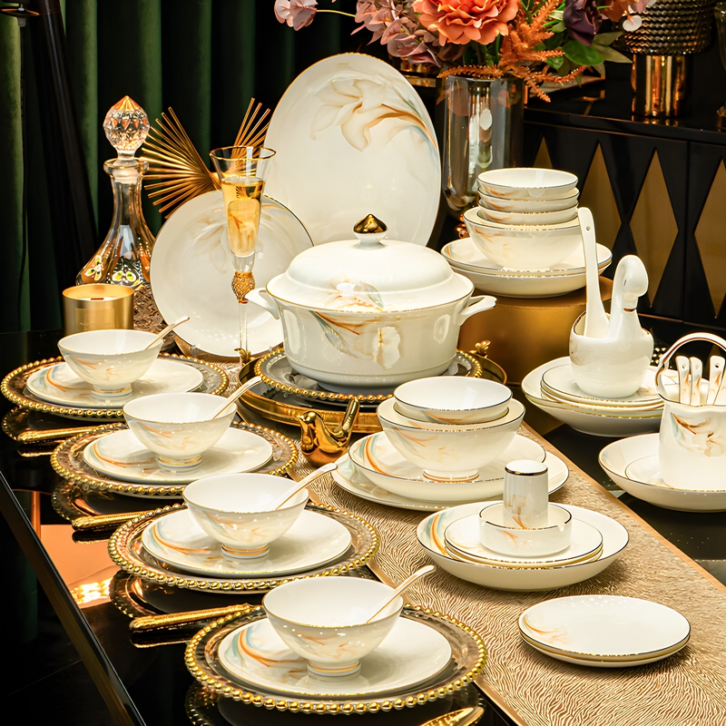 2026 New Jingdezhen High-End Tableware Set, Complete Set for Housewarming, Bone China Bowls, Chopsticks, and Plates, Suitable for Home Use and Gift Giving 2026 New Jingdezhen High-End Tableware Set, Complete Set for Housewarming, Bone China Bowls, Chopsticks, and Plates, Suitable for Home Use and Gift Giving