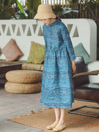 Rõ ràng Làn Gió Tour In tinh tế ramie dress nữ mùa hè 2018 nghệ thuật mới loose linen dress