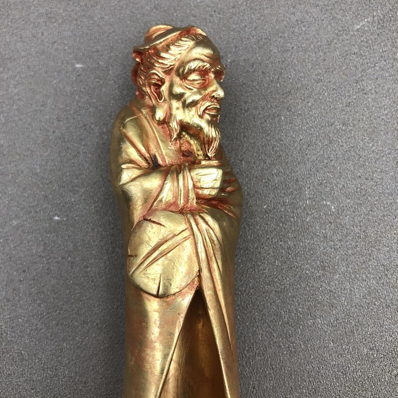 Ancient Play Bronze Ware Tea Spoon Tea Road Craft Tea Shovel Handicraft Folk Home Craft Bronze-shaped gold pendulum pieces