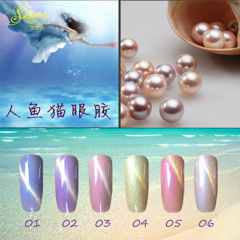 Mùa hè phong cách mới nàng tiên cá vỏ mắt mèo keo sơn móng tay kéo dài gradient 3D đèn chiếu keo sơn móng tay màu xanh lá cây Barbie Codan - Sơn móng tay / Móng tay và móng chân