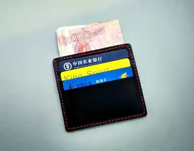 Qingfeng pure handmade leather simple portable small wallet card bag