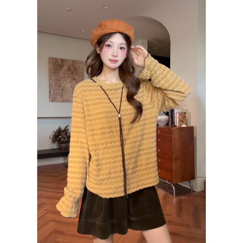 Vgvl Round Top Early Autumn Design Lace Gentle Fashion Retro Versatile Base Shirt 10495