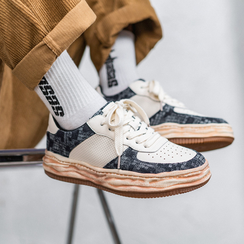 2022 original niche hip-hop dissolving moral training shoes men's color-blocking retro casual sneakers trend small white shoes