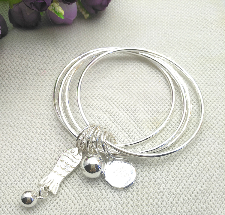 Vòng tay bạc sterling nhiều vòng mỏng vòng nhiều lớp Vòng đeo tay 999 bạc chế biến tùy chỉnh được thực hiện thương mại tùy chỉnh vòng cẩm thạch bọc vàng