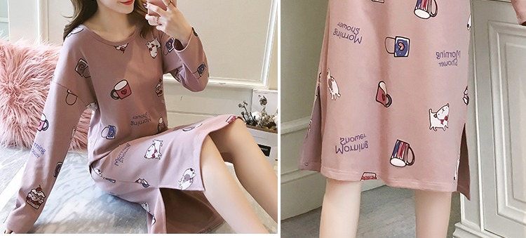 Mùa thu và mùa đông cô gái hoạt hình dễ thương cotton dài tay áo ngủ lỏng XL đồ ngủ gợi cảm phục vụ nhà đầm mặc nhà thoải mái
