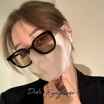 Retro Gm Brown Sunglasses for Women, Sun Protection, High-End Style, Ins 2025 New Trendy Style, Big Face Slimming Sunglasses