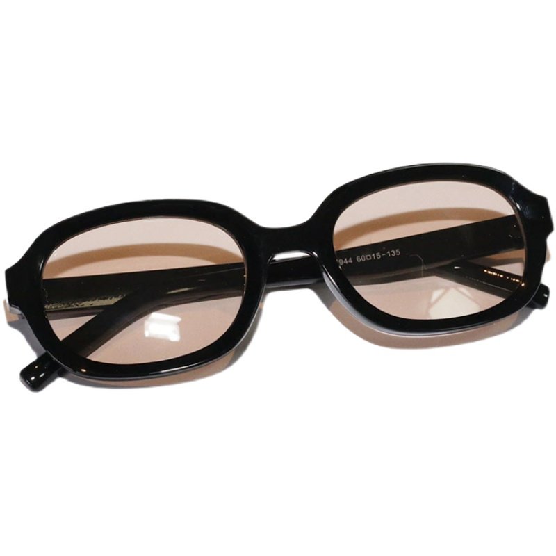 Korean Style Internet Celebrity Simple and Unique Retro Brown Sunglasses for Women, Oval Frame Glasses, Fashionable Street Style Hip-Hop Sunglasses for Men