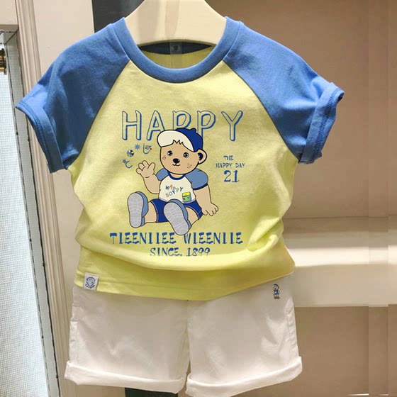 
Special clearance price summer style bear children's clothing boys' short-sleeved pure cotton T-shirt baby color-blocking short-sleeved inspection products