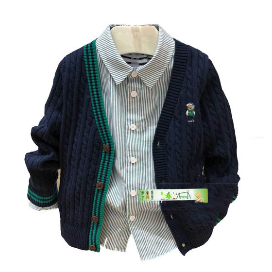 清仓春秋款围尼小熊男童装春秋冬针织开衫毛衣男儿童外套验货品质