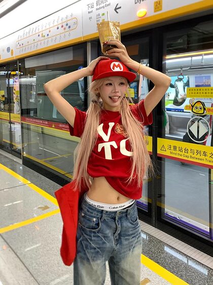 NECOYEP 2025春夏季美式爱心字母印花短袖T恤男女宽松百搭打底衫