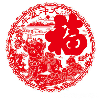 元旦春节大福字绒布剪纸玻璃贴窗花