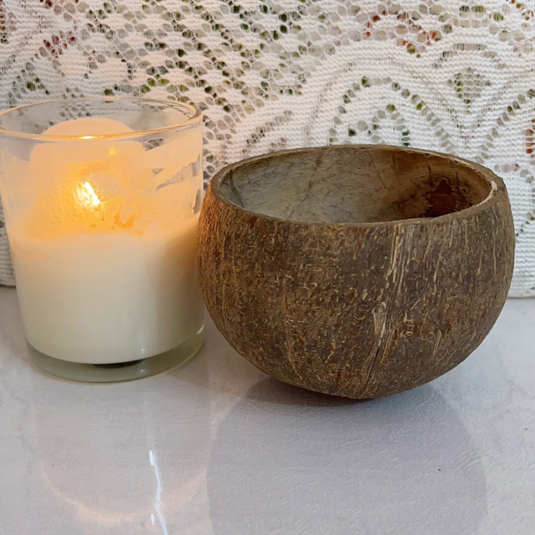 Small coconut shell bowl coarse coconut shell fragrant candle cup coconut milk frozen bowl 10cm