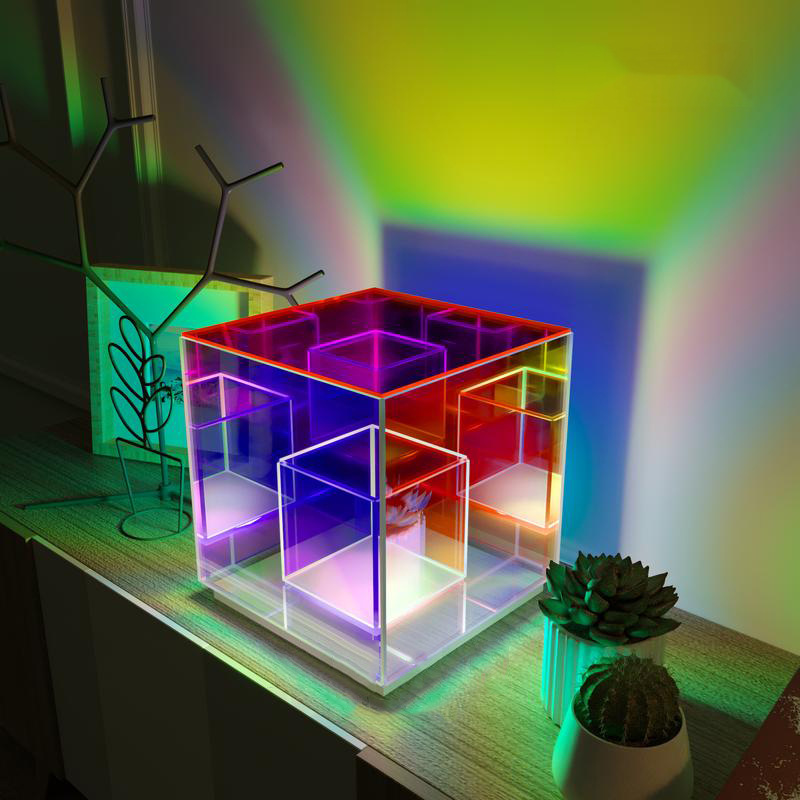 NOXU Cube Color Magic Cube Table Lamp Living Room Bedroom Decorative Atmosphere Color color Colorful Little Nightlight Creative Table Lamp-Taobao