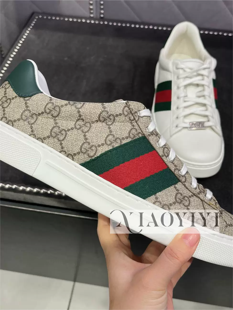 Gucci Gucci мужские спортивные туфли новая Ace просматривается полосатые шнурки повседневные кроссовки Европейский агент по закупкам 760775