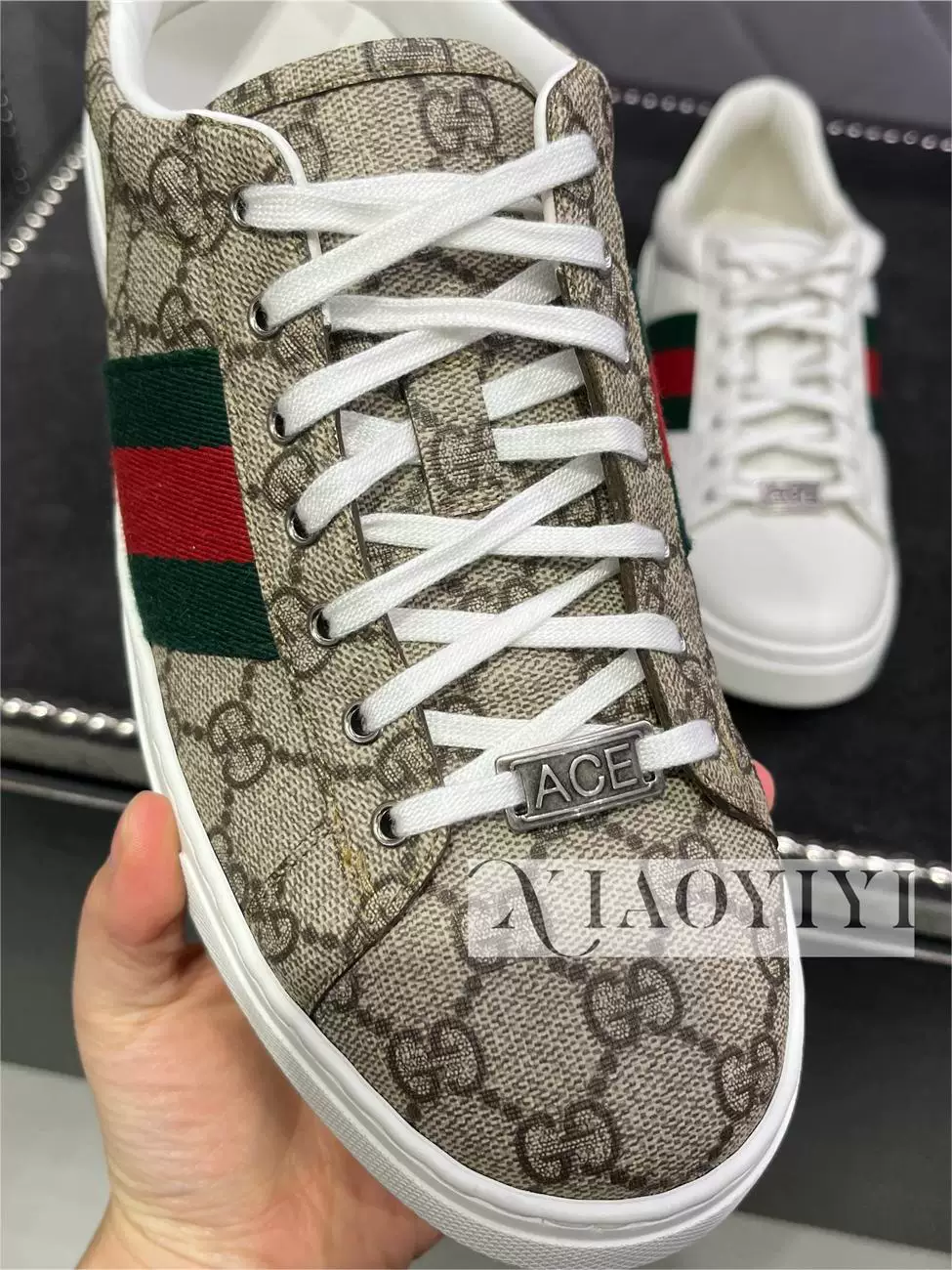 Gucci Gucci мужские спортивные туфли новая Ace просматривается полосатые шнурки повседневные кроссовки Европейский агент по закупкам 760775