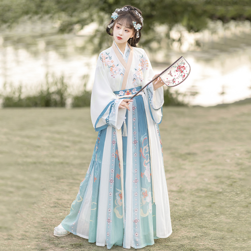 Xiudian Original Hanfu for Women [Red Court Sleeves] Jin-Style Hanfu Waist-Length Skirt Chinese Style Embroidered Daily Wear Spring/Summer Edition