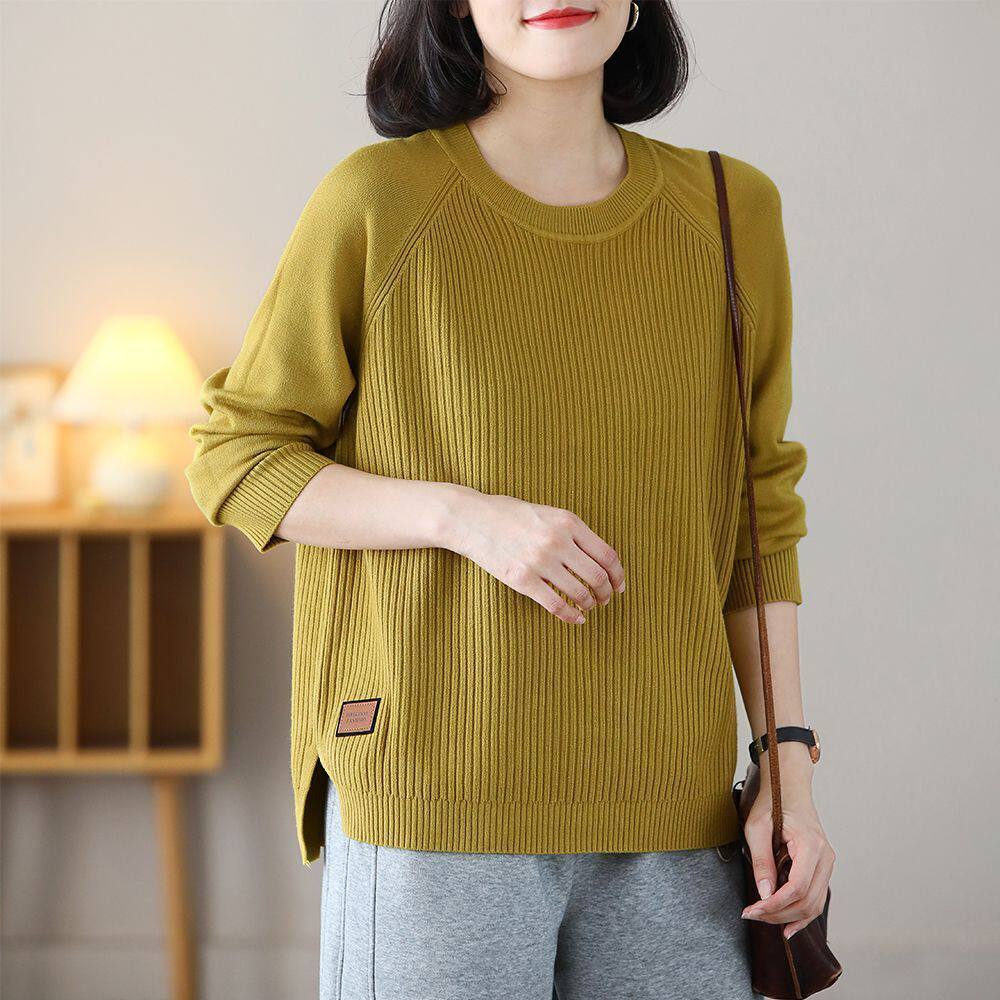 Micro-fat positive shoulder blouses 200 catty to wear autumn and winter new sweaters loose Korean version big code wave open fork cover-Taobao