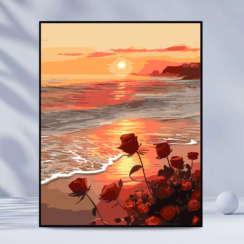 success  成功 （油彩画） 帆船花开数字油画打发时间一路生花手工填充丙烯画油彩画卡通治愈