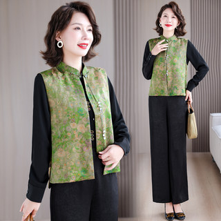 2025新款香云纱马甲女短款外搭背心真丝桑蚕丝妈妈装坎肩上衣外套