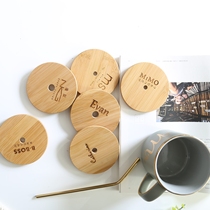 Cup lid with holes wooden universal mug glass disposable cup cup lid can be placed straw lid can be customized logo