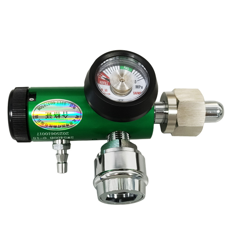 Oxygen Pressure Reducer with Adjustable Flow, Oxygen Cylinder Pressure Regulator, Pressure Regulator for Breathing Apparatus, National Standard and German Standard Connectors