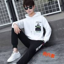 Hidden Knowledge Teen Fall Hooded Sweatshirt Boy 12-15 years old junior high school students 14 childrens color-block sports suit