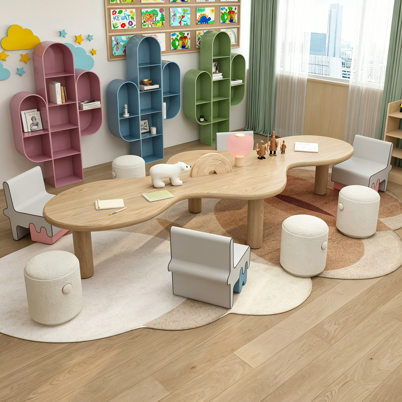 Sales Office Children's Table and Chair Set Early Education Classroom Kindergarten Library Entertainment Area Handicraft Learning Painting Table