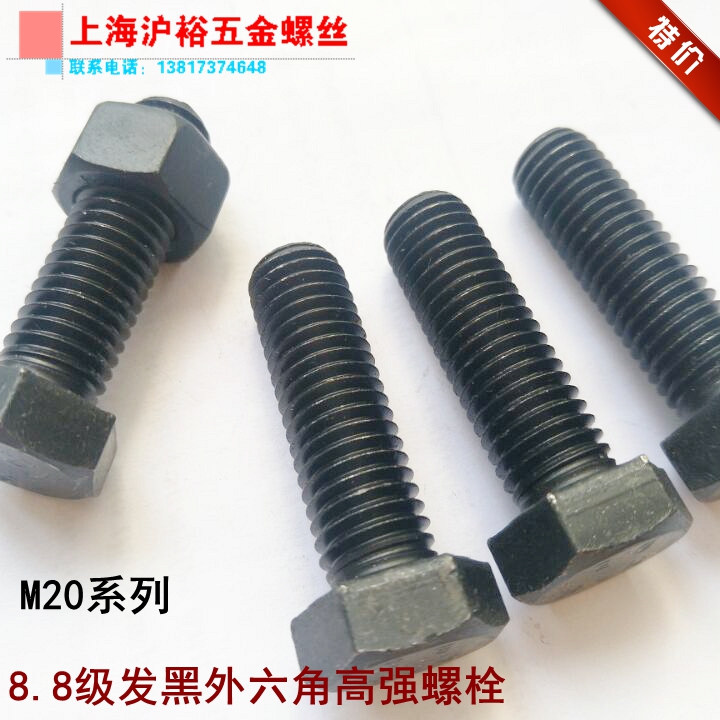 8 8 Class high-strength hair black outer hexagonal bolt screw M20 * 40 * 50 * 60 * 70 80 * 90 * 100-200 * 100-200 * 100-200