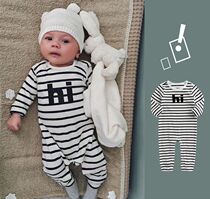 ins Net red baby jumpsuit spring and autumn pullover climbing suit male cotton 0-3 months 9 female 6 shoulder buckle baby clothes