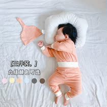 Baby autumn clothes set cotton three-piece high waist Belly Belly autumn baby conjoined shirt trousers home wear