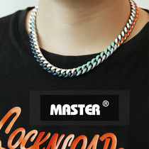 MASTER high street hip hop splicing elements Cuban chain color fashion choker tide necklace titanium steel chain net red