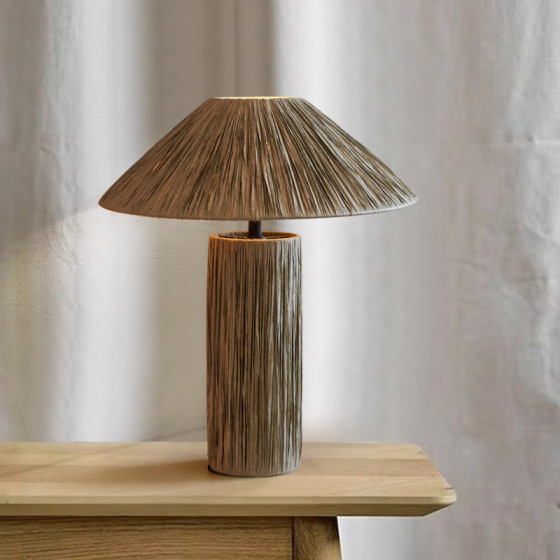Raffia Table Lamp Wabi-Sabi Style Japanese Vintage Bedside Bedroom Study Room Homestay Decorative Ambiance Retro Art Lamp