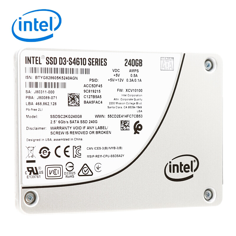 Intel Intel S4610 7 68T SATA Enterprise-class solid state hard discs can be made with tax special tickets