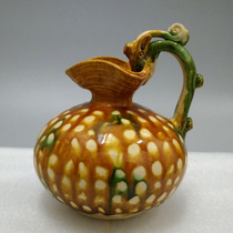 Antique Tang Sancai ornaments dragon bottle dragon handle vase with flower mouth Chinese style classical crafts antique collection antiques