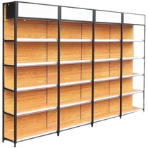Four column wood grain supermarket shelves single double sides of ZhongIsland multi-layer multi-functional shelves for mother and baby stationery display frame