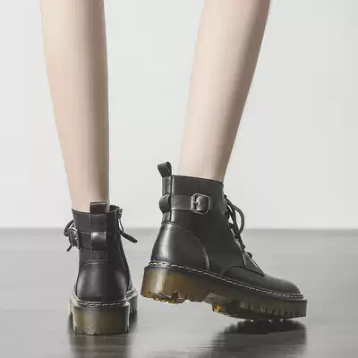 Small autumn and winter plus velvet padded short boots female 2020 new wild students thick-bottomed Martin boots female English style