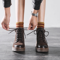 Autumn and winter 2021 all-match new retro Martin boots womens British style thick-soled Brown fashion trend short boots