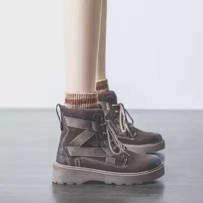 Martin boots autumn and winter plus velvet 2021 New Wild students thick bottom British style short boots retro ins tide